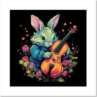 Rabbit Playing Violin Posters and Art